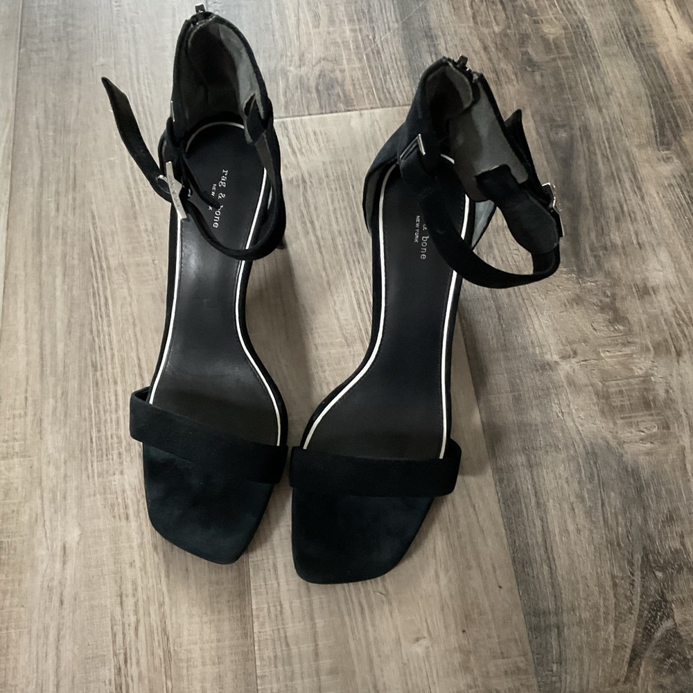 Rag & Bone Ellis Sandal High Heel Black Suede Size 39 9 - Picture 1 of 8